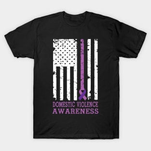 Domestic Violence Prevention Awareness Shirt Purple Ribbon T-Shirt